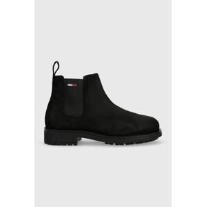 Semišové kotníkové boty Tommy Jeans Classic Tommy Jeans Chelsea Boot pánské, černá barva