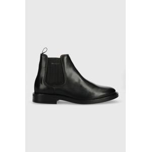 Kožené kotníkové boty Gant St Akron pánské, černá barva