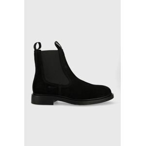 Semišové kotníkové boty Gant Millbro pánské, černá barva