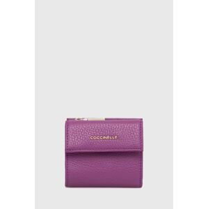 Kožená peněženka Coccinelle fialová barva