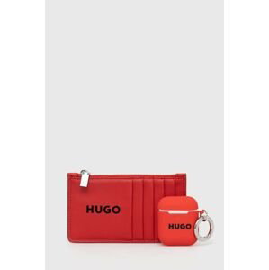 Peněženka a pouzdro na airpody HUGO červená barva