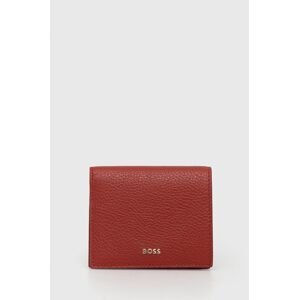 Kožená peněženka BOSS červená barva