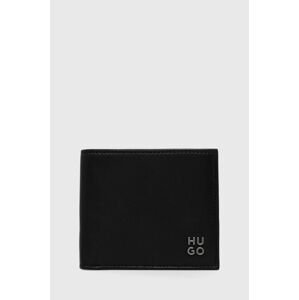 Kožená peněženka HUGO černá barva
