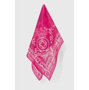 Šátek se směsí hedvábí Lauren Ralph Lauren fialová barva