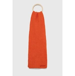 Šátek z vlněné směsi Superdry oranžová barva, hladký