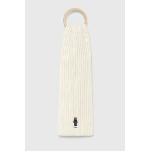 Šátek z vlněné směsi Polo Ralph Lauren bílá barva, hladký