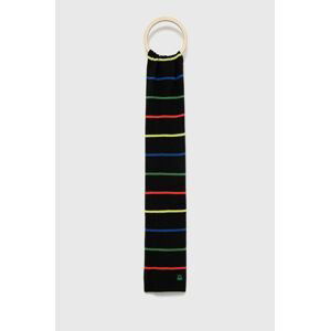 Dětský šátek z vlněné směsi United Colors of Benetton černá barva, vzorovaný