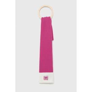 Šátek z vlněné směsi United Colors of Benetton růžová barva, hladký