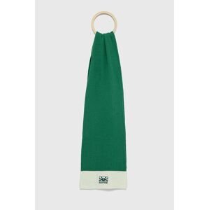 Šátek z vlněné směsi United Colors of Benetton zelená barva, hladký