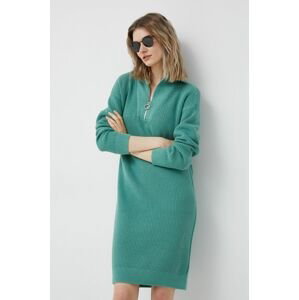 Bavlněné šaty Tommy Hilfiger zelená barva, midi, oversize
