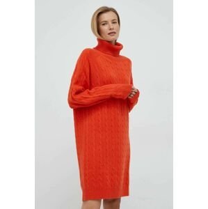 Vlněné šaty Polo Ralph Lauren oranžová barva, mini