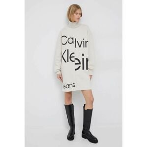 Šaty Calvin Klein Jeans béžová barva, mini