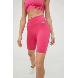 Kraťasy Dkny dámské, černá barva, hladké, high waist