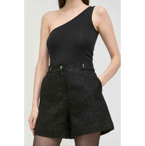 Kraťasy Guess dámské, černá barva, vzorované, high waist