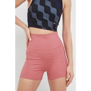 Šortky na jógu adidas Performance Studio Luxe Fire oranžová barva, high waist