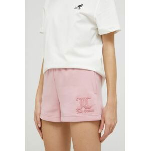 Kraťasy Juicy Couture dámské, růžová barva, s aplikací, high waist