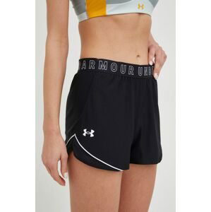 Tréninkové šortky Under Armour Play Up 3.0 dámské, černá barva, s potiskem, medium waist