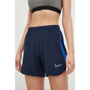 Tréninkové šortky Nike dámské, tmavomodrá barva, s potiskem, medium waist