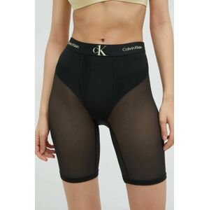 Kraťasy Calvin Klein Underwear dámské, černá barva, s potiskem, high waist