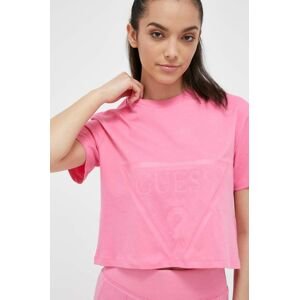 Bavlněné tričko Guess ADELE růžová barva, V2YI06 K8HM0
