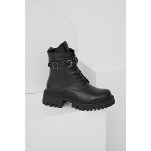 Kožené kotníkové boty Answear Lab X limited collection NO SHAME dámské, černá barva, na platformě