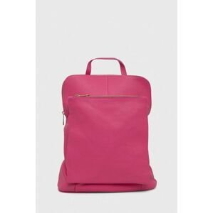 Kožený batoh Answear Lab dámský, růžová barva, velký, hladký