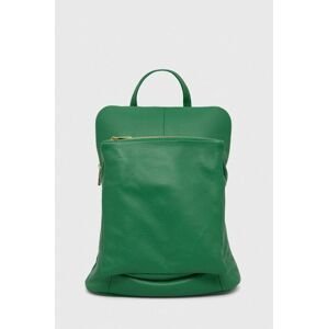 Kožený batoh Answear Lab dámský, zelená barva, velký, hladký