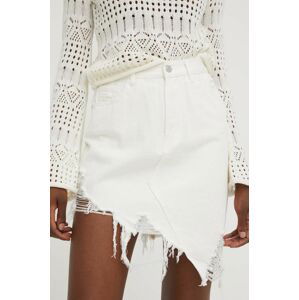 Džínová sukně Answear Lab bílá barva, mini