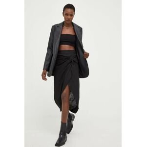 Plátěná sukně Answear Lab černá barva, maxi