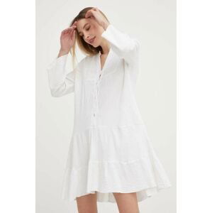 Bavlněné šaty Answear Lab bílá barva, mini, oversize