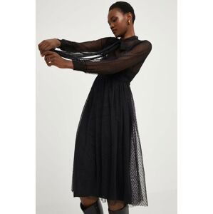 Šaty Answear Lab X limitovaná kolekce SISTERHOOD černá barva, midi