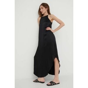 Hedvábné šaty Answear Lab černá barva, maxi