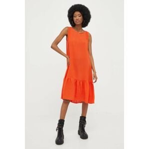 Plátěné šaty Answear Lab oranžová barva, mini