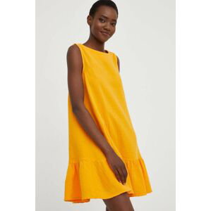 Plátěné šaty Answear Lab oranžová barva, mini
