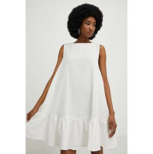 Plátěné šaty Answear Lab bílá barva, mini