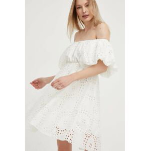 Bavlněné šaty Answear Lab bílá barva, mini