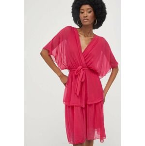 Šaty s hedvábím Answear Lab růžová barva, mini
