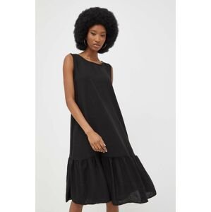 Plátěné šaty Answear Lab černá barva, mini