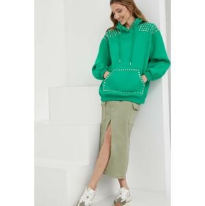 Mikina Answear Lab dámská, zelená barva, s kapucí, s aplikací