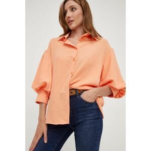 Košile Answear Lab dámská, oranžová barva, relaxed, s klasickým límcem