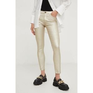 Kalhoty Answear Lab dámské, zlatá barva, přiléhavé, medium waist