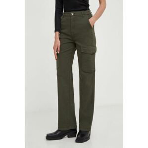 Kalhoty Answear Lab dámské, zelená barva, kapsáče, high waist