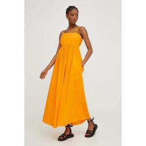 Bavlněné šaty Answear Lab oranžová barva, maxi