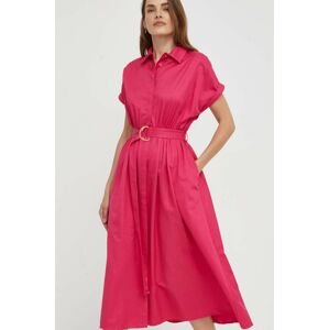Bavlněné šaty Answear Lab růžová barva, midi