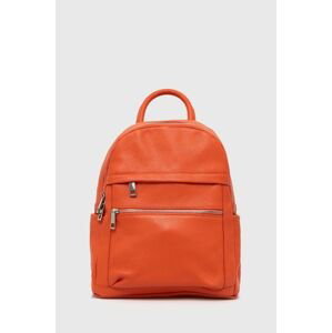 Kožený batoh Answear Lab dámský, oranžová barva, malý, hladký