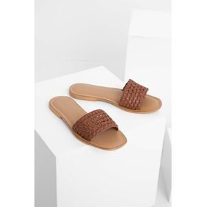 Kožené pantofle Answear Lab dámské, hnědá barva