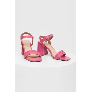 Kožené sandály Answear Lab růžová barva