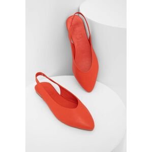 Kožené baleríny Answear Lab červená barva, s odkrytou patou