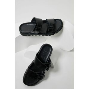 Kožené pantofle Answear Lab dámské, černá barva, na platformě