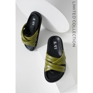 Kožené pantofle Answear Lab x limitovaná festivalová kolekce BE BRAVE dámské, zelená barva